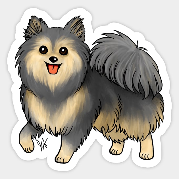 Dog - Pomeranian - Black and Tan Sticker by Jen's Dogs Custom Gifts and Designs